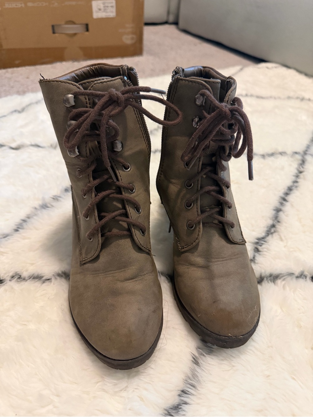 Bronx Olive Brown Lace-Up Ankle Boots